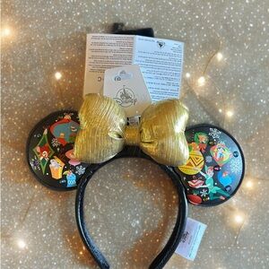 Disney Holiday Mickey Ears with Gold Bow